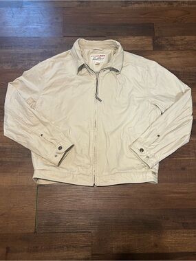 Levi Strauss Signature Men’s Size L Beige Cotton Full Zip Harrington Jacket Tan
